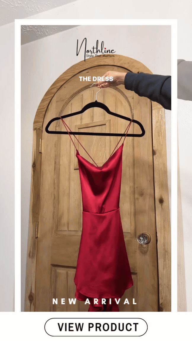 Northline Spaghetti Straps Tiered Red Date Dress