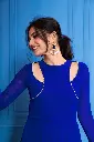 Royal Blue Overlapped Anarkali with Dupatta