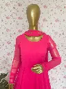 Hot Pink Chiffon Blend Anarkali & Dupatta