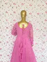 Hot Pink Chiffon Blend Anarkali & Dupatta