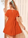 Northline Cotton Orange Frill Dress