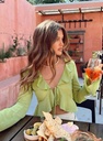 Lime Ruffle Tie-Front Chiffon Blouse