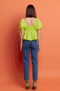 Northline Lime Green Puff Sleeve Peplum Top