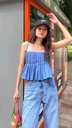 Northline Pleated Spaghetti Strap Crop Top