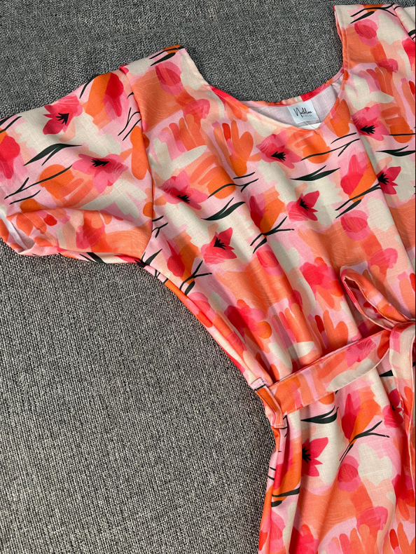 Northline Orange Cotton A-line Dress