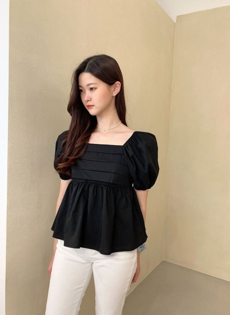Northline Cotton Pleated Peplum Top