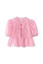 Northline Pink Puff Sleeve Peplum Top with Bow Tie Front