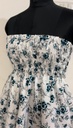 Northline Women's Beach White Blue Floral Shirred Strapless American Crepe Mini Dress