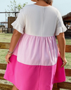 Northline Colorblock Flounce Sleeve Pink Dress