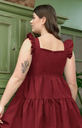  Northline Plus Ruffle Armhole Flounce Hem Dress Maroon