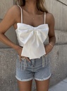 Northline White Bow Crop Top with Noodle Strap