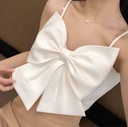 Northline White Bow Crop Top with Noodle Strap