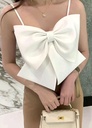 Northline White Bow Crop Top with Noodle Strap