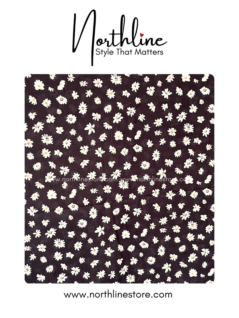 Northline Black Cotton Daisy Printed Spaghetti Strap Dress