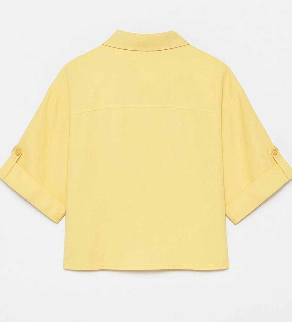 Northline Butter Yellow Cropped Shirt.png.webp