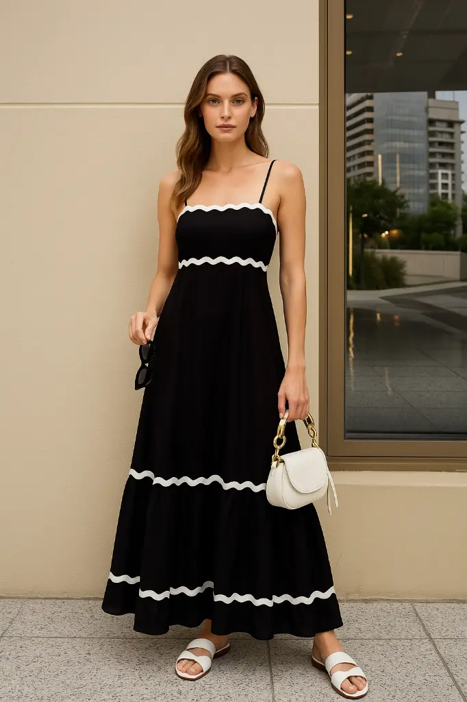 northline balck zigzag trendy dress-.webp