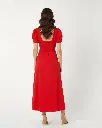 Northline Women's Elegant Puff Sleeve V-Neck Midi Dress  Flowy Fit & Flare Dress for Women (5).webp
