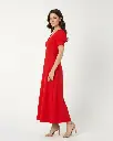 Northline Women's Elegant Puff Sleeve V-Neck Midi Dress  Flowy Fit & Flare Dress for Women (4).webp
