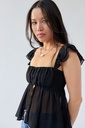 Northline Black Ruffle Strap Top