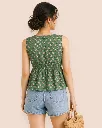 Cotton Green Floral printed Summer Top back design.webp