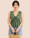 Cotton Green Floral printed cute Summer Top.webp
