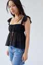 Northline Black Ruffle Strap Top