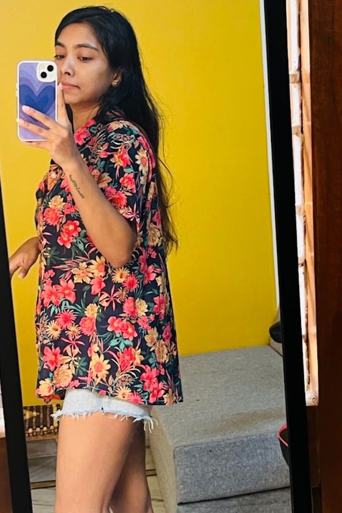 Northline Black Floral Oversize Shirt