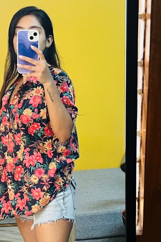 Northline Black Floral Oversize Shirt