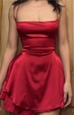 Northline Spaghetti Straps Tiered Red Date Dress