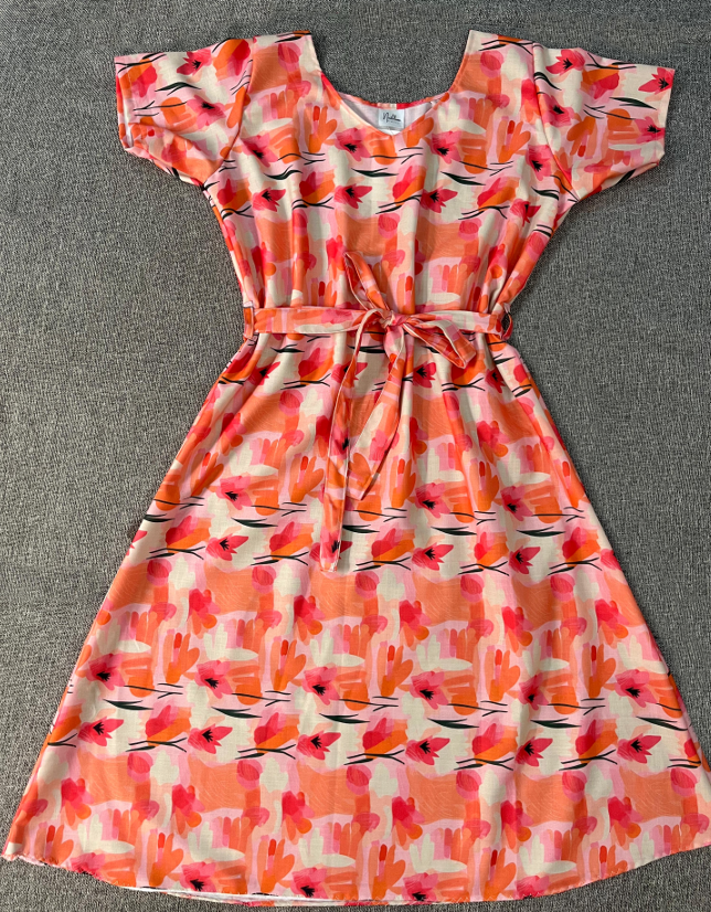Northline Orange Cotton A-line Dress