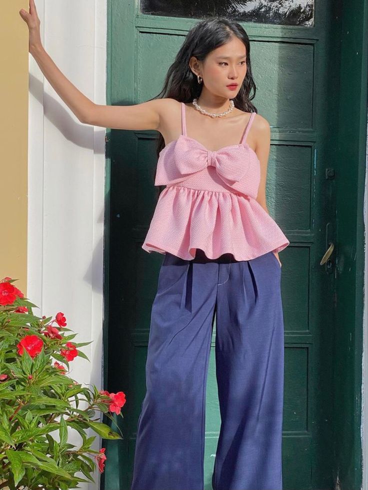 Northline Cotton Chic Pink Bow-Knot Crop Top