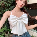 Northline White Bow Crop Top with Noodle Strap