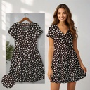Northline Black Cotton Daisy Printed  Dress