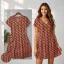 NorthlineWomen's Orange Abstract Print A-Line Dress