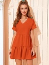 Northline Crepe Orange Frill Dress