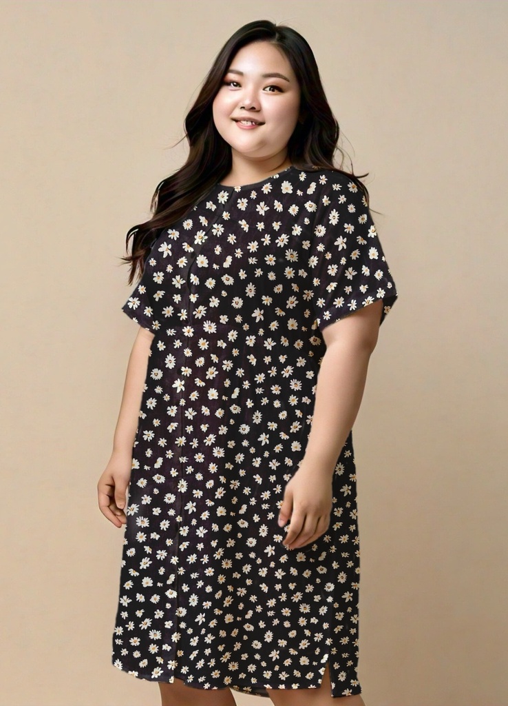 Northline Daisy Print Plus Size Midi Dress