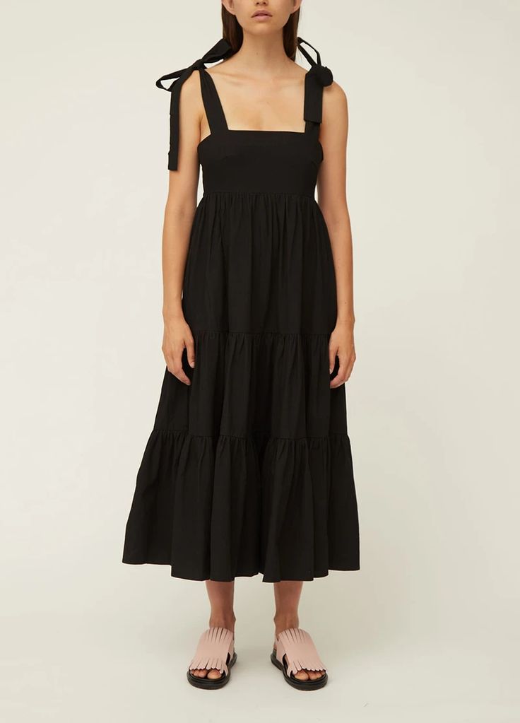 Northline Black Strap Tiered dress