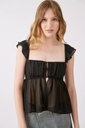 Northline Black Ruffle Strap Top