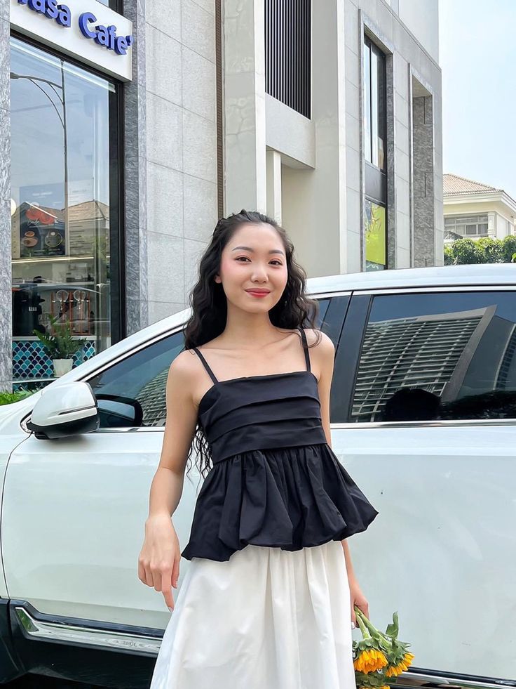 Northline Black Cotton BabyDoll Strap Top