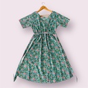 Northline Green Handblock Print A-Line Dress with Ajustable Strap & Loop