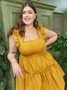 Northline Plus Ruffle Armhole Flounce Hem Dress Yellow