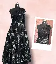 Northline Black Zari Work Semi Stitched Lehenga Dupatta Set
