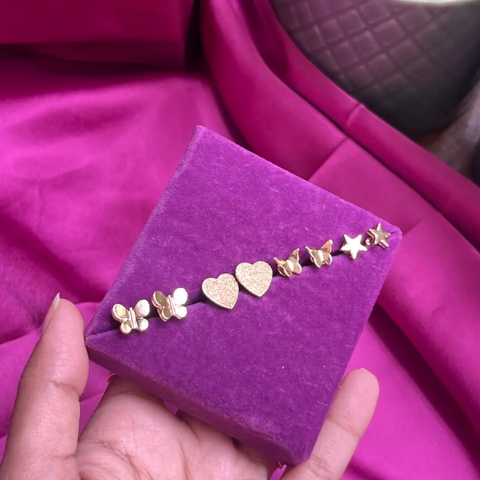 Northline Minimal 4 Stud Earring Combo In Gold Color for Daily Wear (N-MINIMAL3)