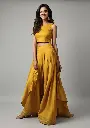 Northline Mustard Yellow Cotton Blend Co-Ord Set – Sleeveless Crop Top & Flowy Palazzo Pants