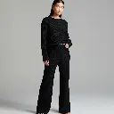 Northline Black Waffle Knit Co-ord Set | Trendy Loungewear | Stylish & Comfortable Two-Piece Outfit 