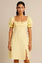 Northline Women's Trendy K-Drama Inspired Square Neck Puff Sleeve Midi Dress – Soft & Elegant