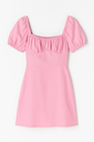 Pastel Pink Blend Puff Sleeve Mini Dress with Back Lace-Up Detail – Summer Party Outfit