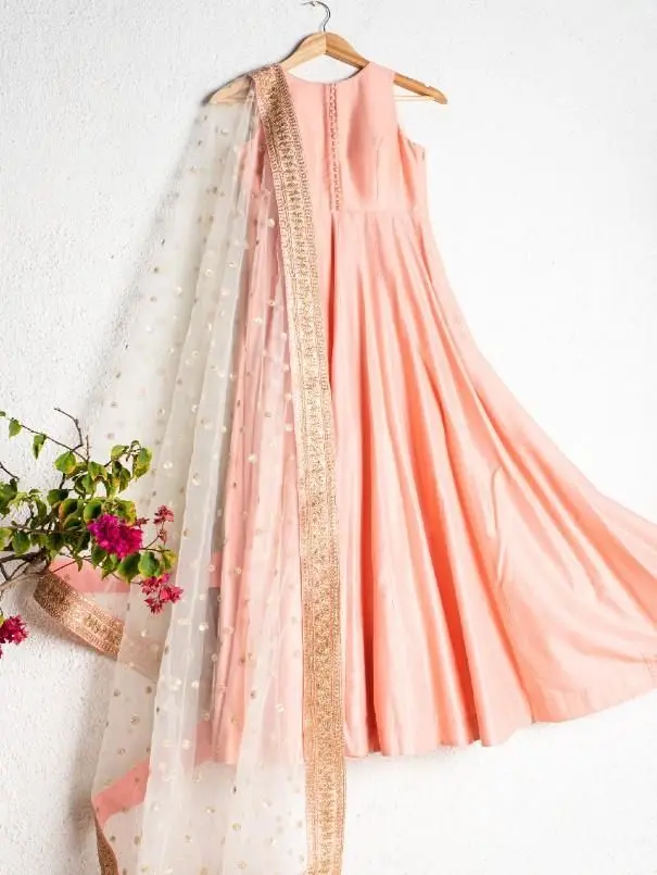 Georgette Work Anarkali With Embroiderd Net Dupatta - Wedding Suit Fully Stitched 