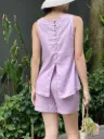 Premium Poplin Cotton Co-Ord Set for Women – Sleeveless Summer Top & High-Waist Shorts | Breathable Casual Outfit