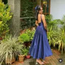 Northline Royal Blue Raw Silk Birthday Dress for Women – Elegant Party Wear Gown